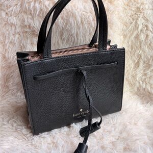 kate spade Black Pebbled Leather Mini Tote with Tassel